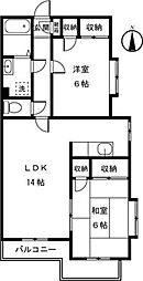 メゾンヴェール多摩 2LDKの間取図画像