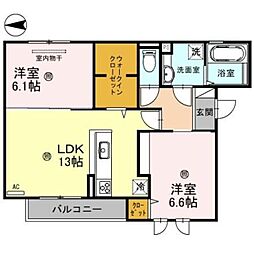 阪急神戸本線 園田駅 徒歩10分の賃貸アパート 2階2LDKの間取り