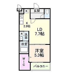 ヴェルメゾン南郷 1LDKの間取図画像