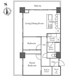 リエトコートアルクスタワー 2LDKの間取図画像
