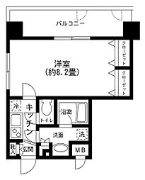 プライムアーバン田町 6階1Kの間取り