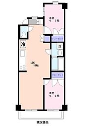 鹿島田ハウス 2LDKの間取図画像