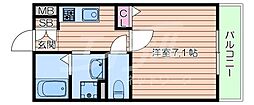 タウンコートユタカ 1Kの間取図画像