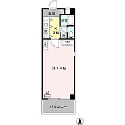 南海線 和歌山市駅 徒歩2分の賃貸マンション 5階1Kの間取り