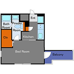 フルセイル品川 3階1Kの間取り
