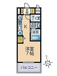 ビレッジ九大前 ワンルームの間取図画像