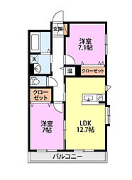 フレンド幸 2LDKの間取図画像