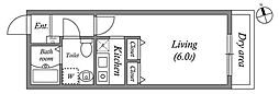 ZESTY神楽坂2 1Kの間取図画像