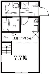 ハーミットクラブハウス南太田II 1階ワンルームの間取り