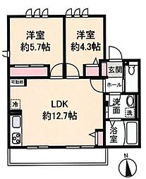 Ｃｏｎｔｒａｉｌ1 2階2LDKの間取り