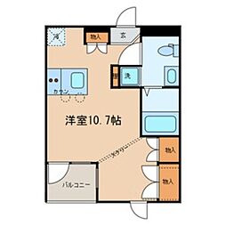 ラ・ヴィータ 3階ワンルームの間取り