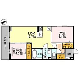 JR東海道・山陽本線 明石駅 バス15分 伊川谷小学校前下車 徒歩1分の賃貸アパート 2階2LDKの間取り