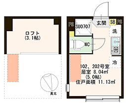 エスカリエ ワンルームの間取図画像