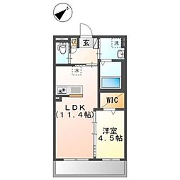 ヴェリテ 1階1LDKの間取り