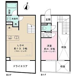 イプセ代々木上原DLX 地下1階1LDKの間取り