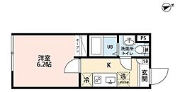エーテラス赤羽 1Kの間取図画像