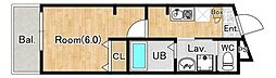 パシフィックレジデンス江北 1Kの間取図画像