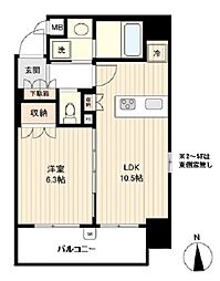 オーキッドレジデンス蔵前 2階1LDKの間取り