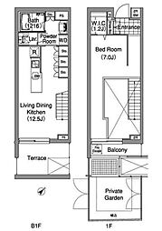 コンフォリア早稲田 1階1LDKの間取り