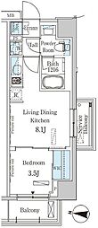パークアクシス木場キャナルウエスト 1LDKの間取図画像