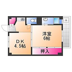ビレッジハウス久保3号棟 1DKの間取図画像