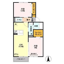 ヴァンヴェール 2LDKの間取図画像