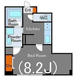 グランメール月島 2階1Kの間取り