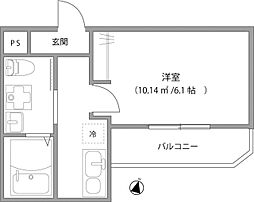DELIGHT TOWN 3階1Kの間取り