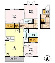 セタンドール緑町 2LDKの間取図画像