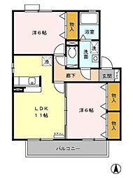 ヴィクトワール ＡＢ 2階2LDKの間取り