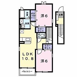 ドミール5 2階2LDKの間取り