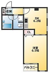 サウスコーラル 4階1DKの間取り