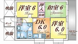 サンシャイン舞子 3DKの間取図画像