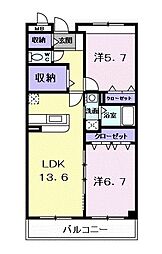フォーラム城ケ岡参番館 2LDKの間取図画像