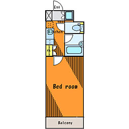 東急多摩川線 矢口渡駅 徒歩4分の賃貸マンション 4階1Kの間取り