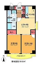 錦糸パーク・ヤマト 6階2LDKの間取り