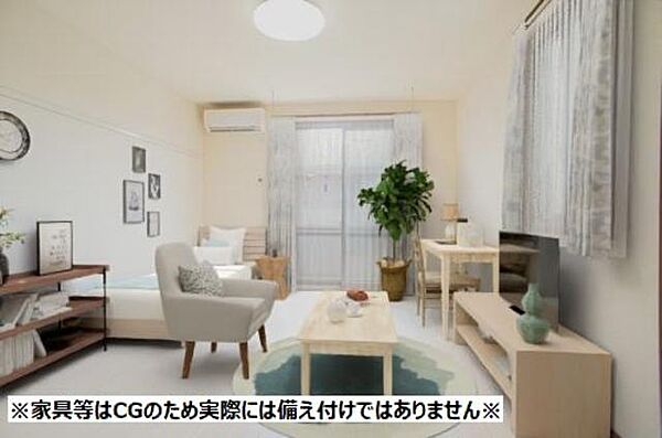 画像3:【洋室9.1帖】清潔感のある白を基調に明るくシンプルなコーディネーションは、部屋を明るくやさしい印象にし、家具カラーアレンジしやすい♪※家具等はCGのため実際には備え付けではありません※