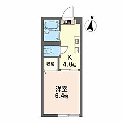 アメニティ土居B 1Kの間取図画像