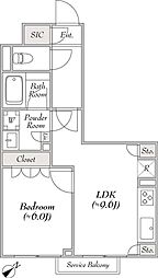 ルミークアン上原 1LDKの間取図画像