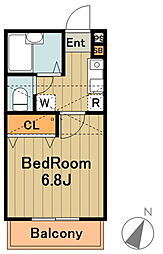 京王相模原線 京王堀之内駅 徒歩10分の賃貸アパート 2階1Kの間取り