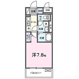 ブルーラグーン 1階1Kの間取り