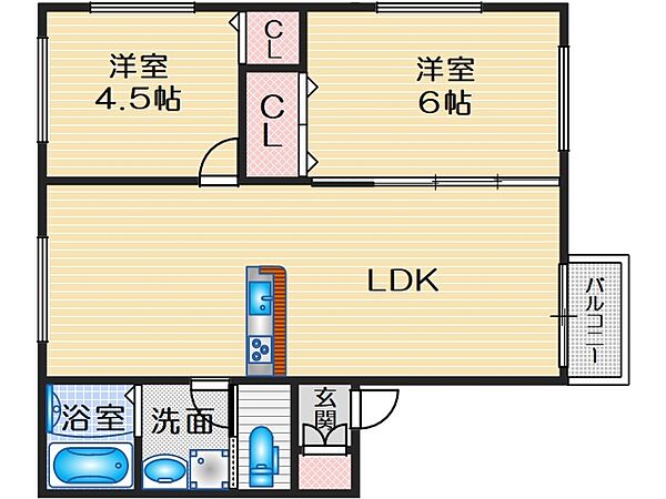 ナンノ第31号館 ｜大阪府吹田市佐井寺２丁目(賃貸アパート2LDK・2階・50.00㎡)の写真 その2