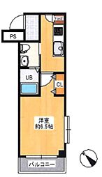 エミナス 1Kの間取図画像
