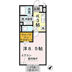 JR阪和線 和歌山駅 徒歩25分の賃貸アパート 1階1Kの間取り