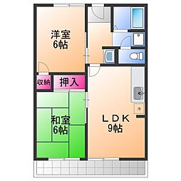 エルムハイツ 2DKの間取図画像