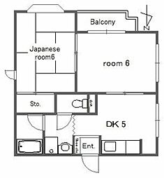 パールハイツ 2階2DKの間取り