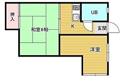 大町コーポ3号 2Kの間取図画像