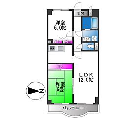 フローリッシュ北田 2LDKの間取図画像