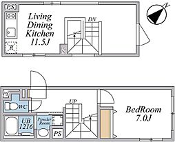 リーガランド武蔵小山アネックス 4階1LDKの間取り