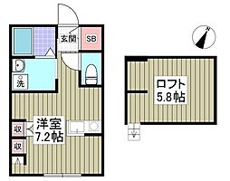 桶川市寿1丁目アパート ワンルームの間取図画像